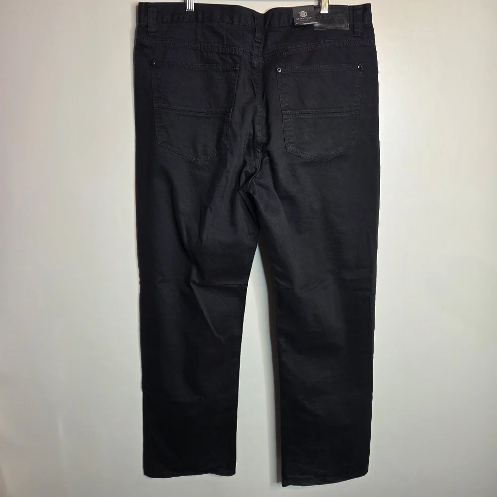 NWT M. Society Jet Black Straight Fit Pants 40x34 100% Cotton